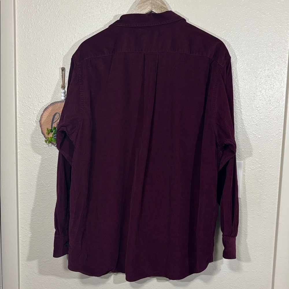 Roundtree & Yorke Men's Corduroy Burgundy Button Down Shirt Size XL - Picture 4 of 6